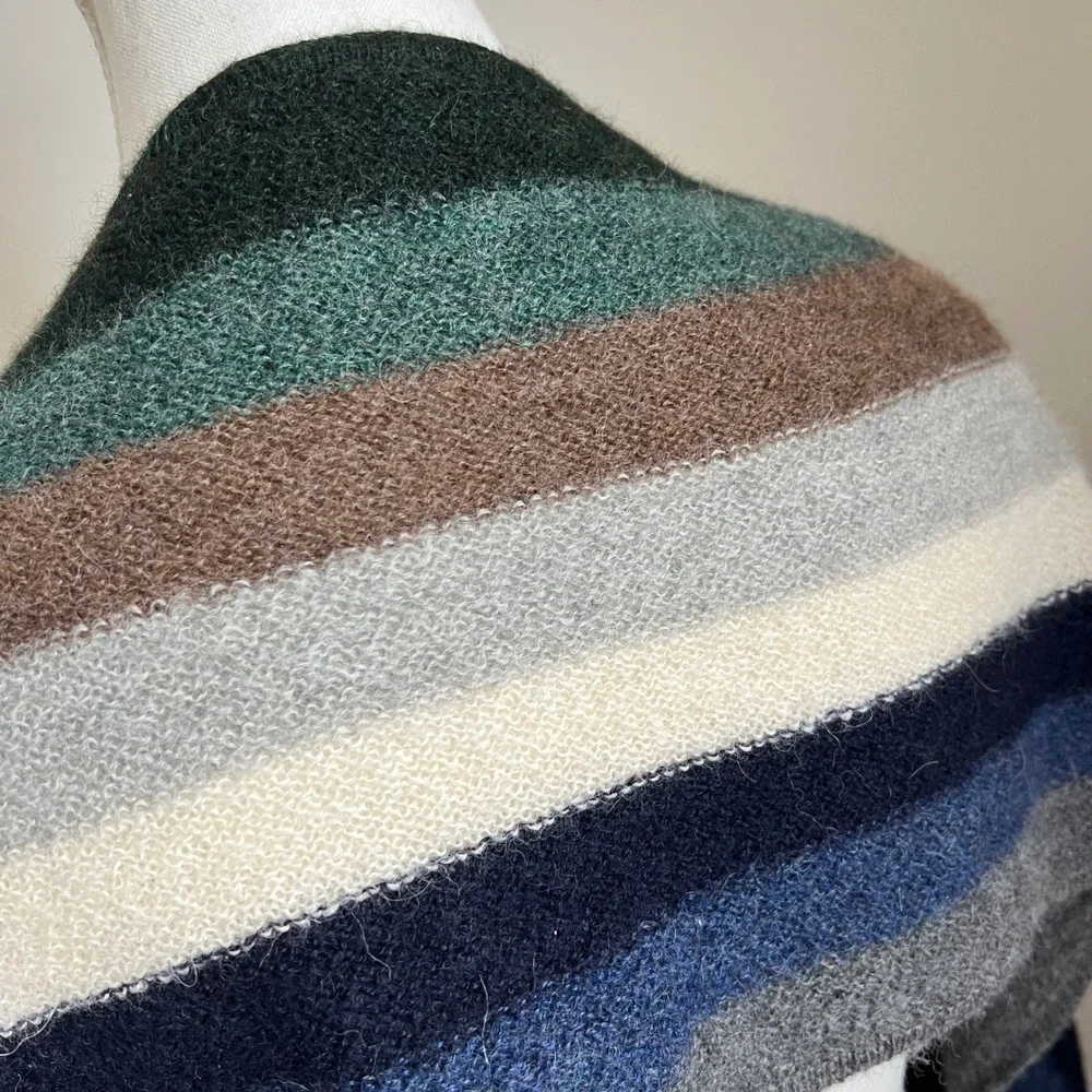 Chunky Extra Long Winter Neck‎ Scarf Fringe Striped Alpaca Knit Cozy Oversized